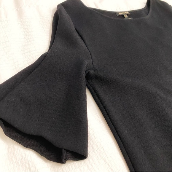 Massimo DUTTI BLACK SHORT BELL SLEEVE BOAT NECK SHIFT DRESS - M - Picture 7 of 8